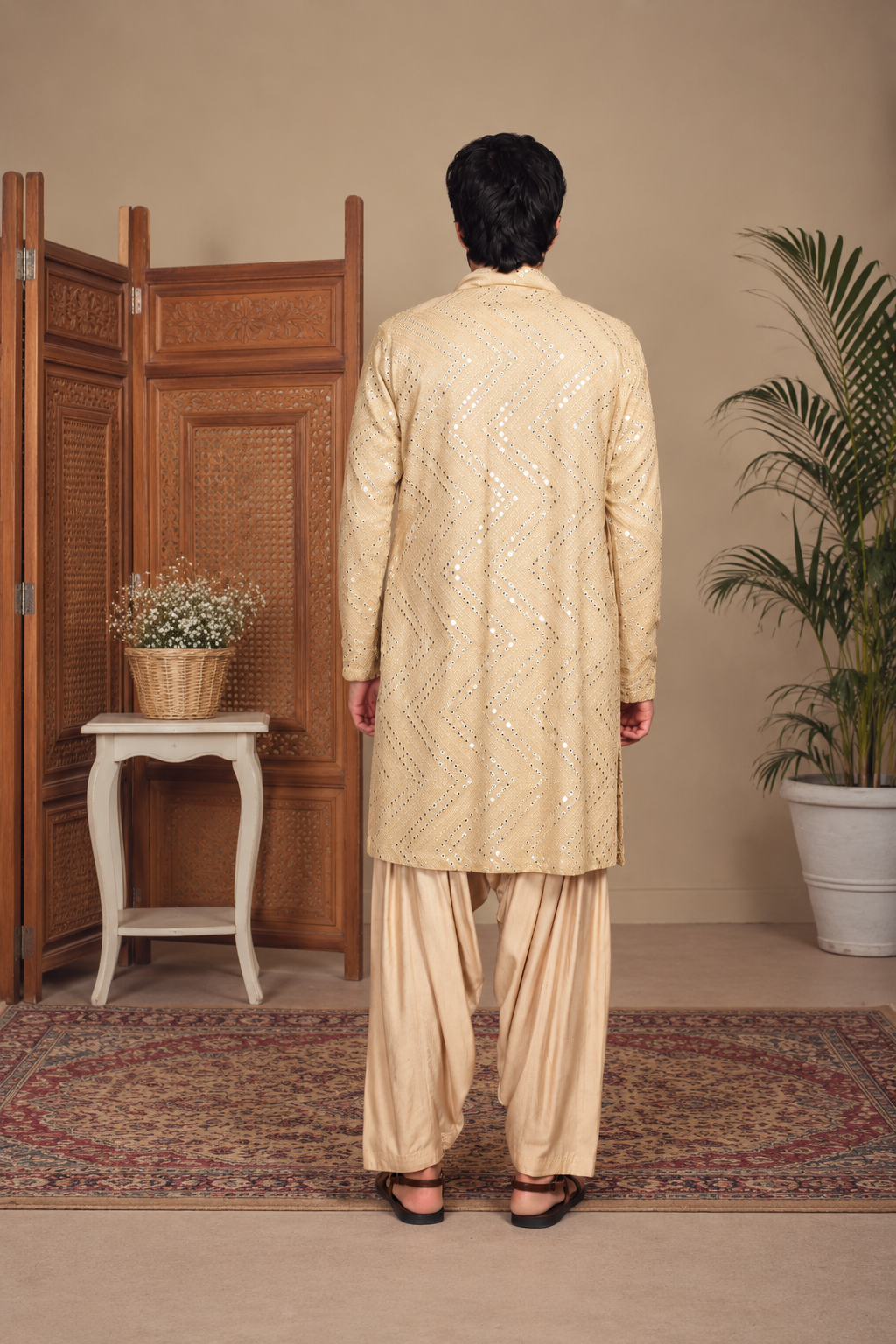 Aayam Kurta Set in Beige
