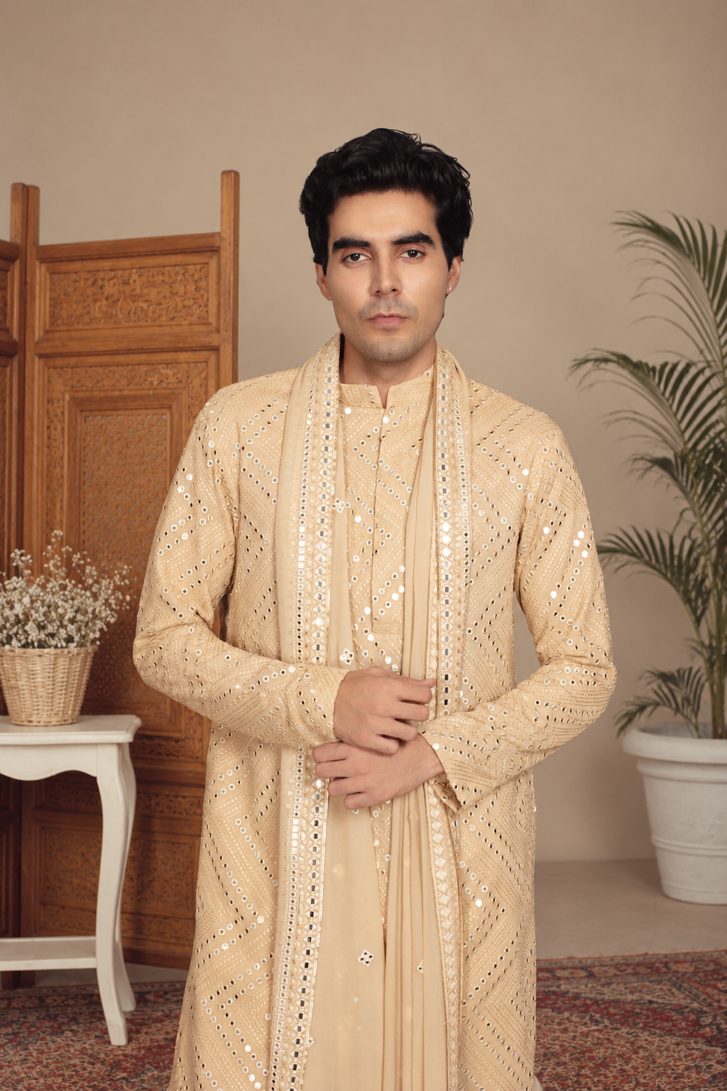 Aayam Kurta Set in Beige