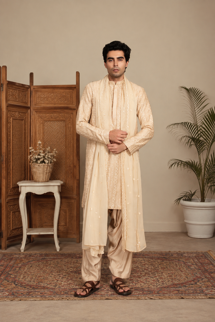 Saanjh Kurta Set in Beige