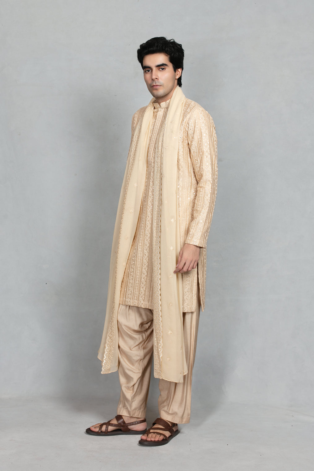 Saanjh Kurta Set in Beige