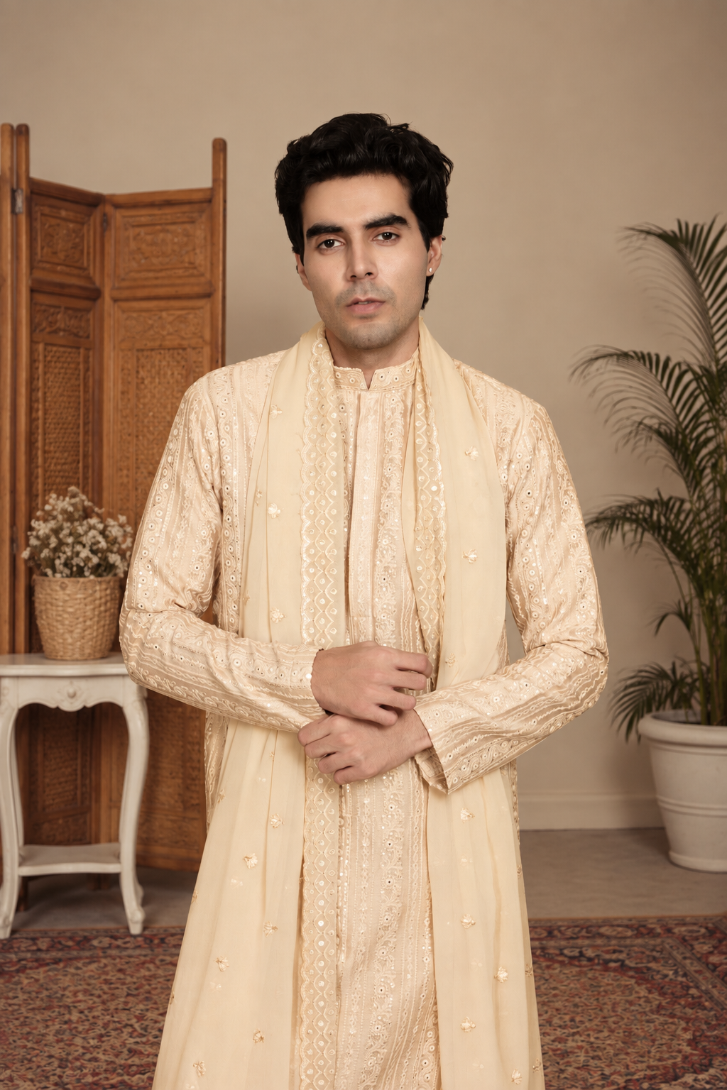 Saanjh Kurta Set in Beige