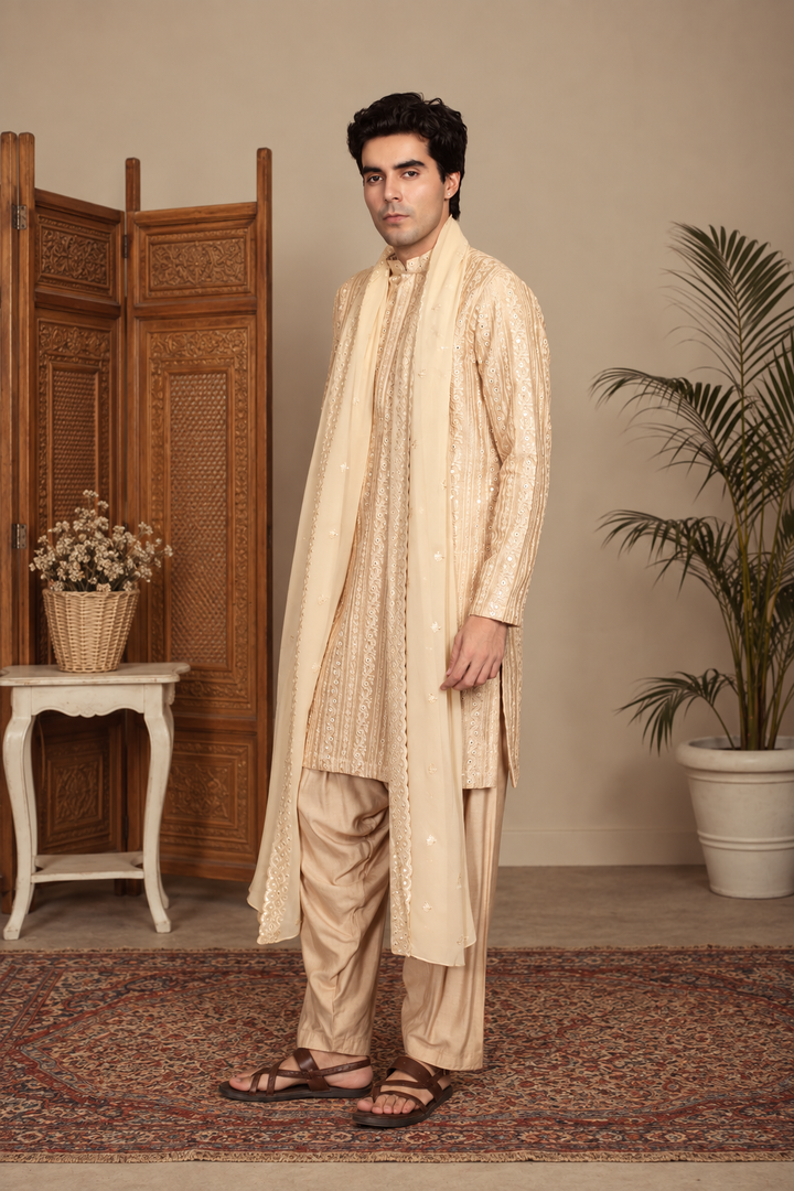 Saanjh Kurta Set in Beige