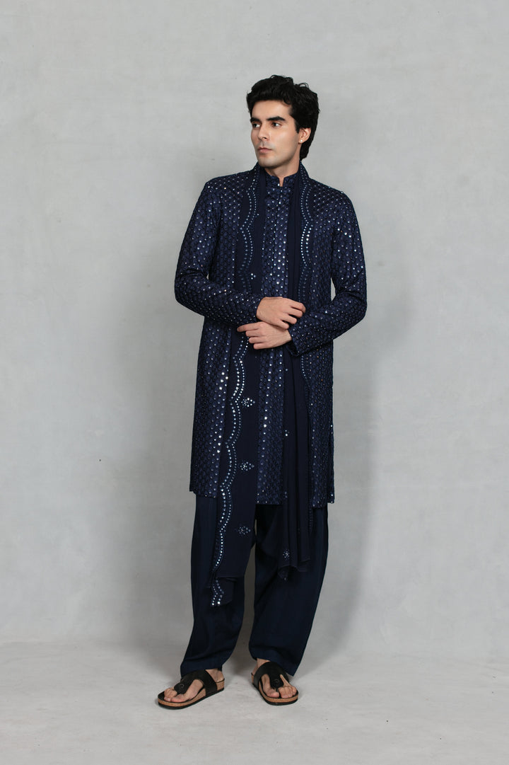 Aksh Kurta Set in Navy Blue