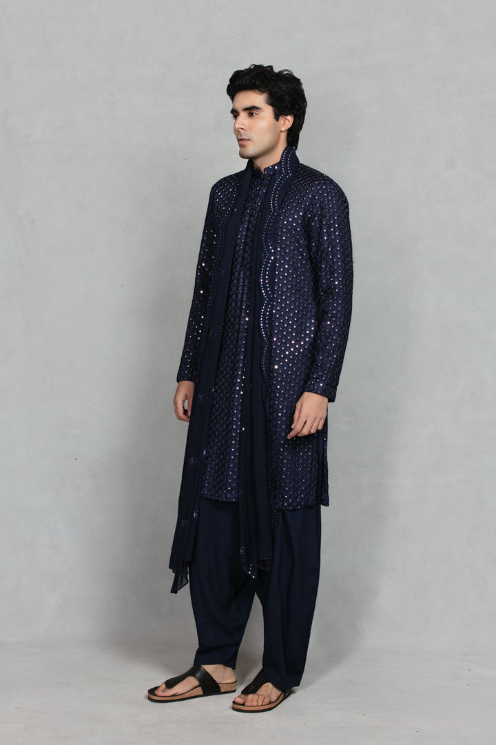 Aksh Kurta Set in Navy Blue