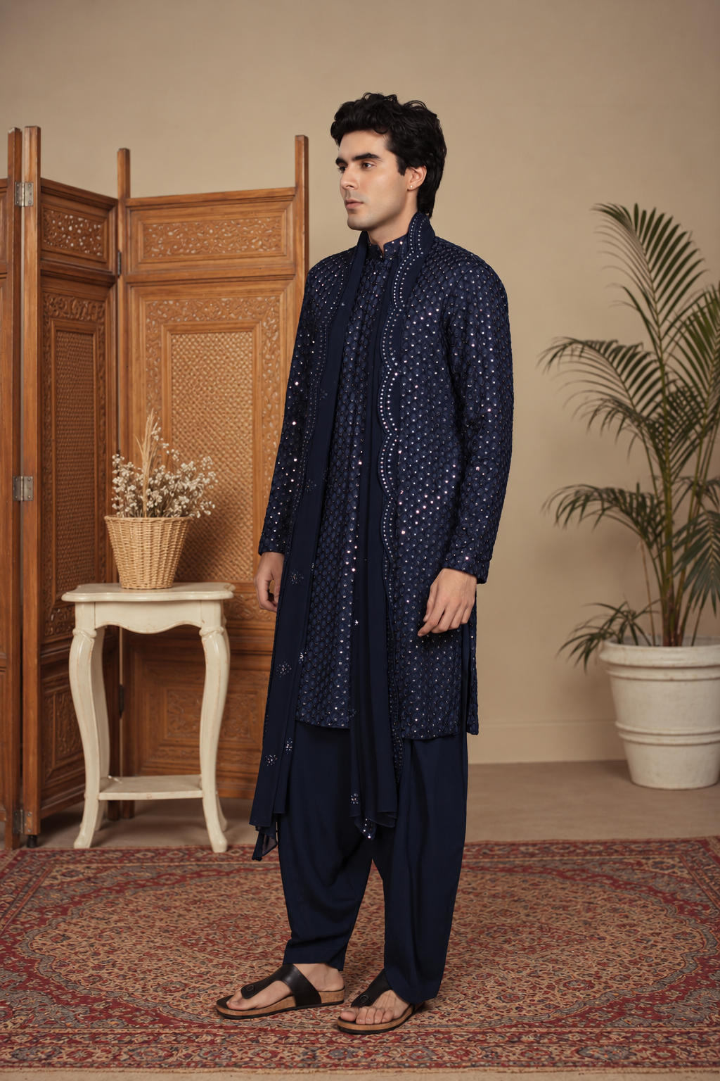Aksh Kurta Set in Navy Blue