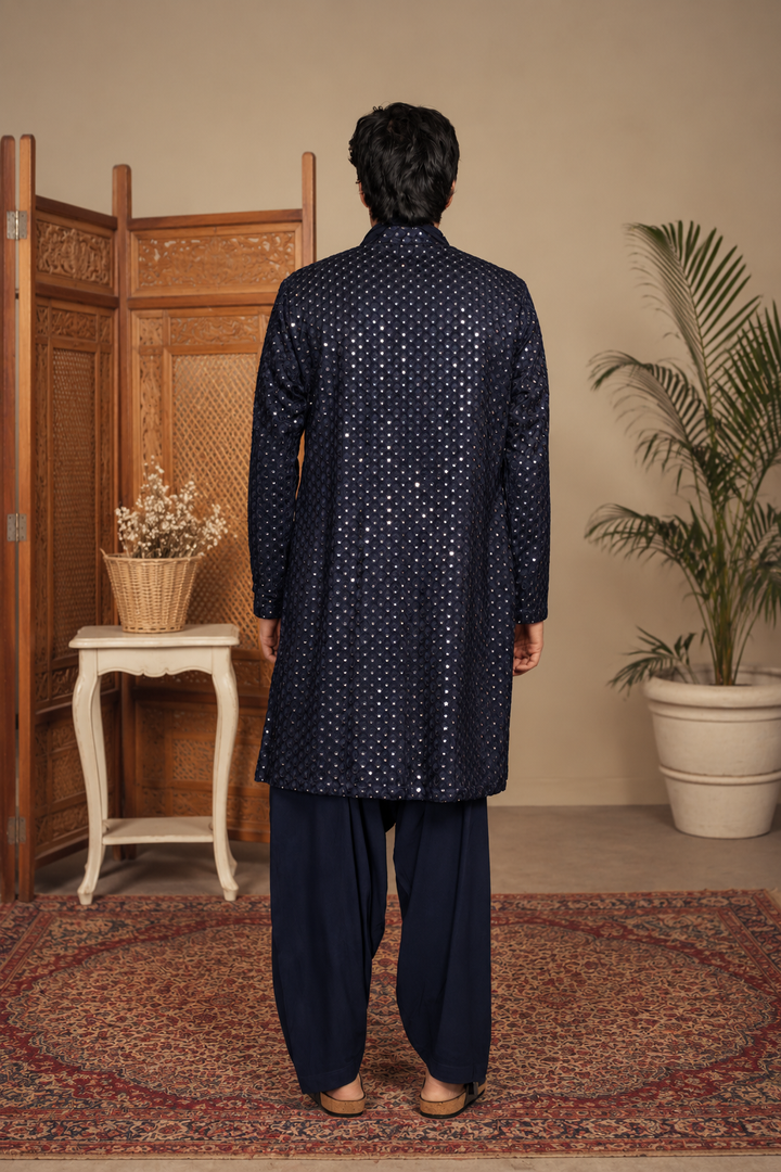 Aksh Kurta Set in Navy Blue