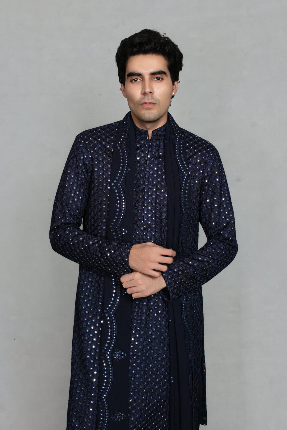 Aksh Kurta Set in Navy Blue