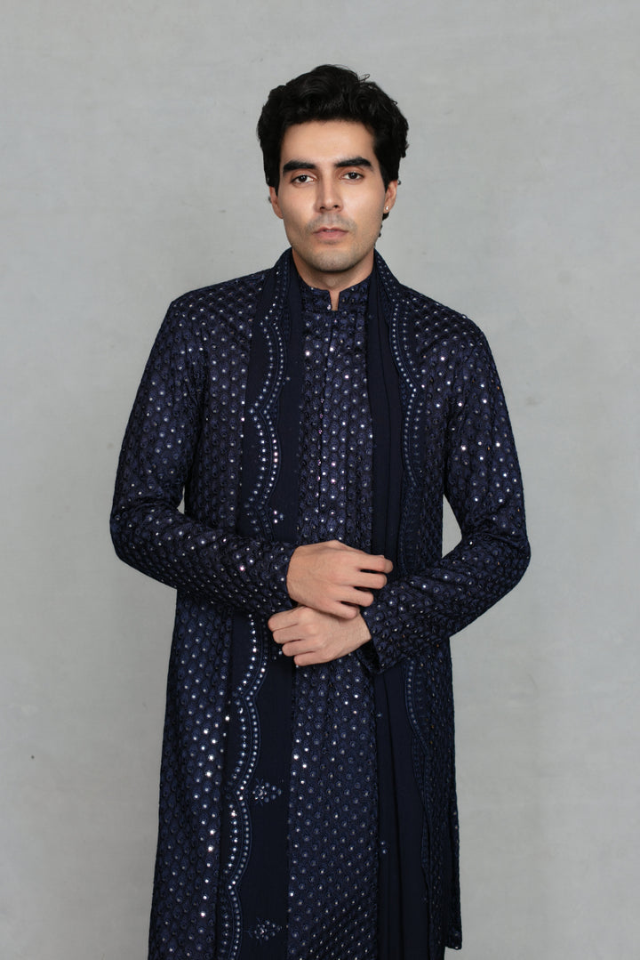 Aksh Kurta Set in Navy Blue