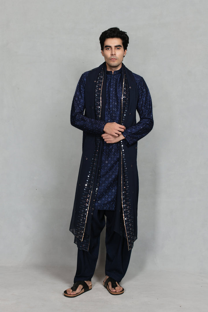 Nambh Kurta Set in Navy Blue