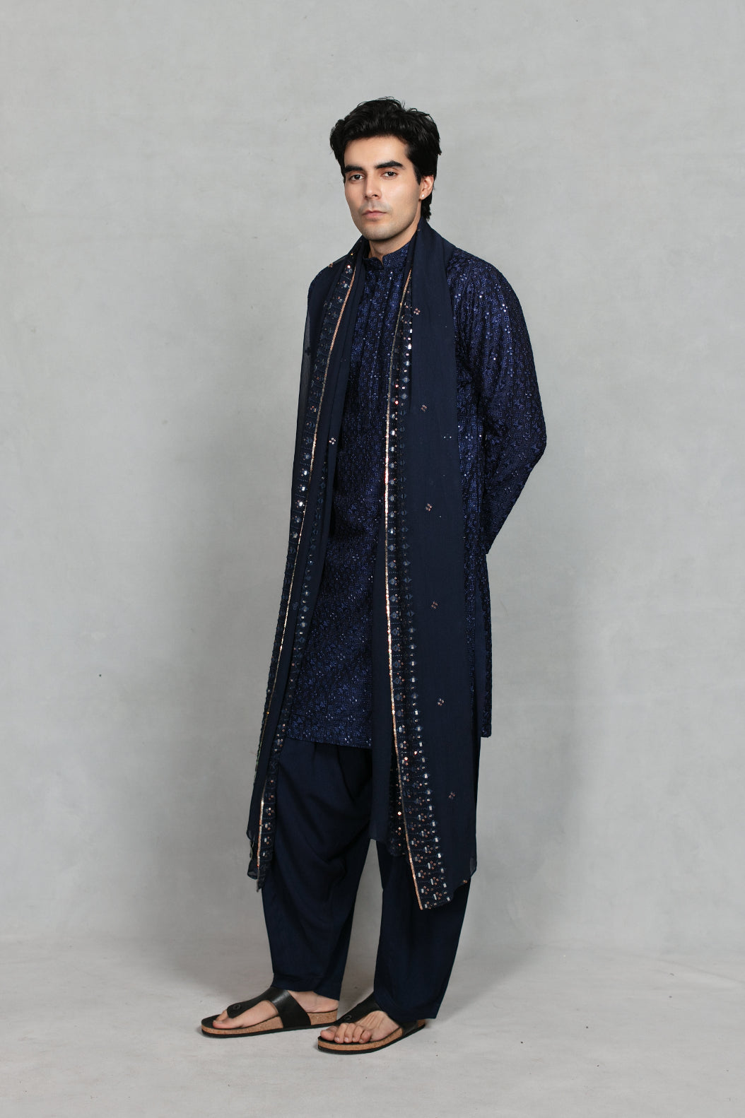 Nambh Kurta Set in Navy Blue