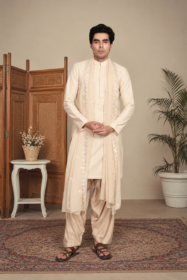 Shikhar Kurta Set in Beige