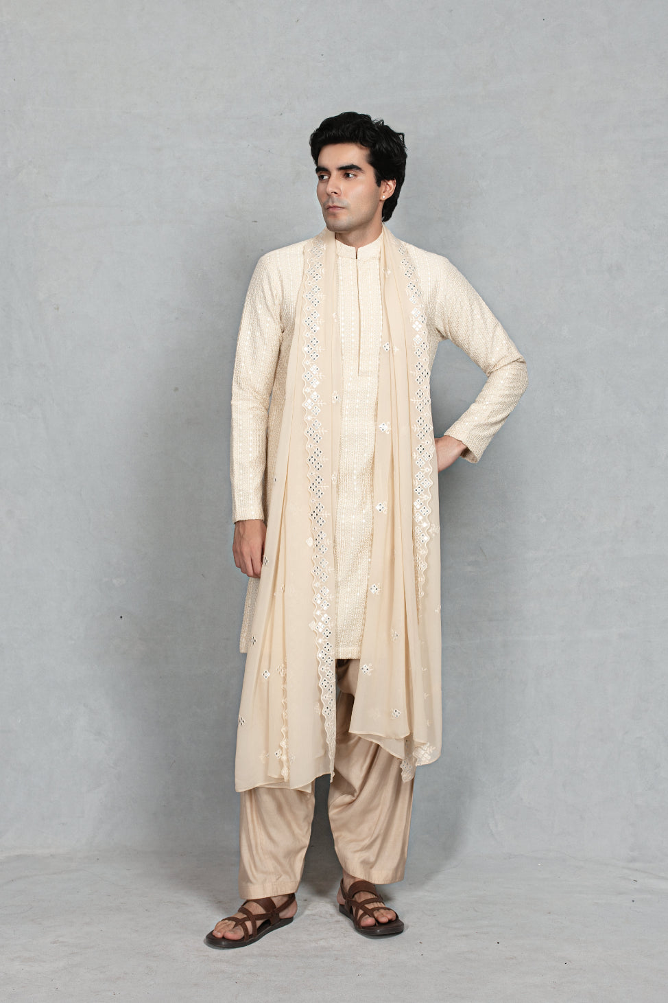 Shikhar Kurta Set in Beige
