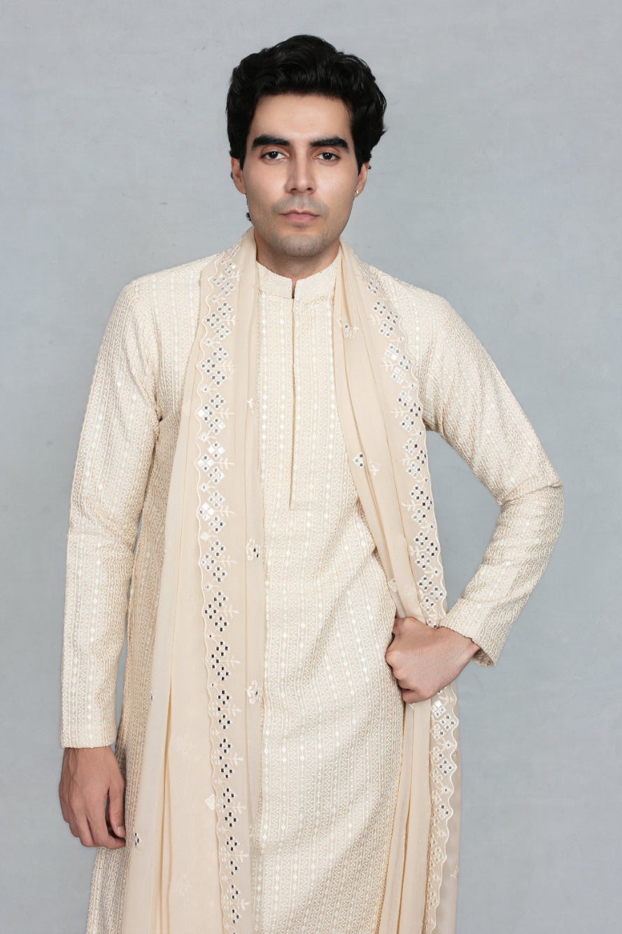 Shikhar Kurta Set in Beige