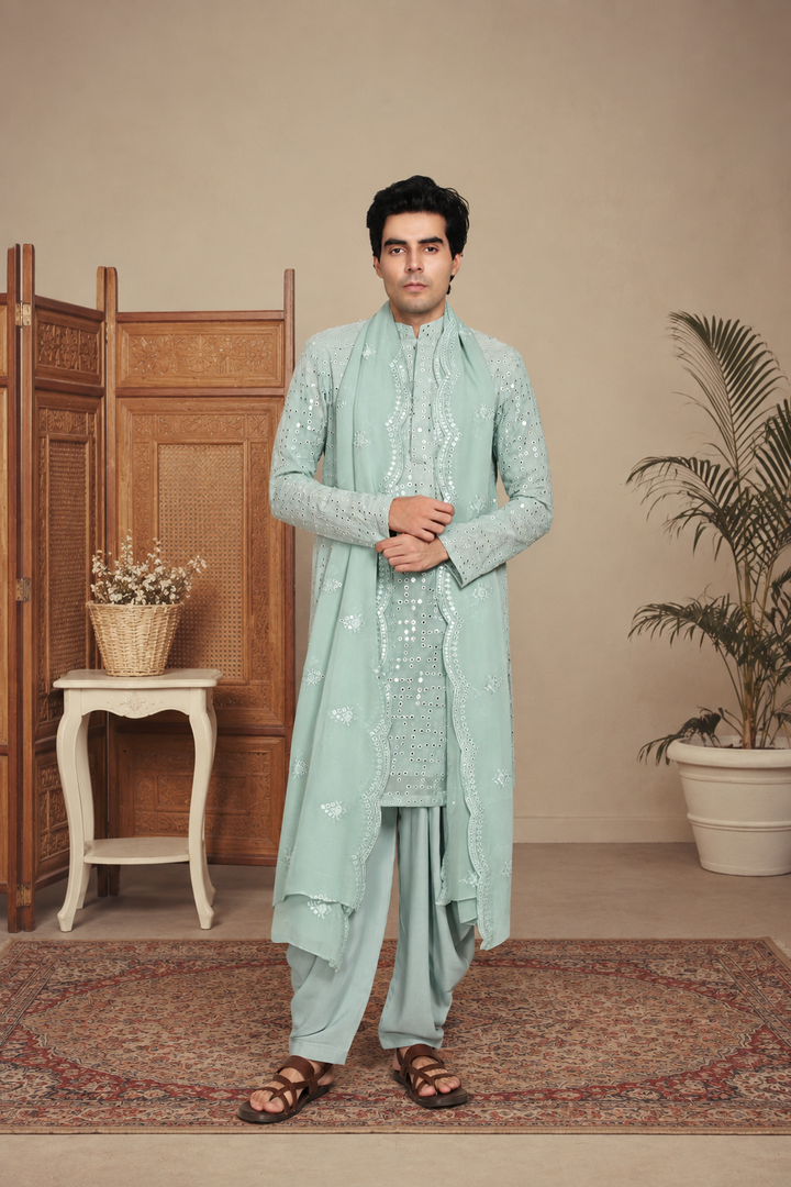 Neer Kurta Set in Mint Green