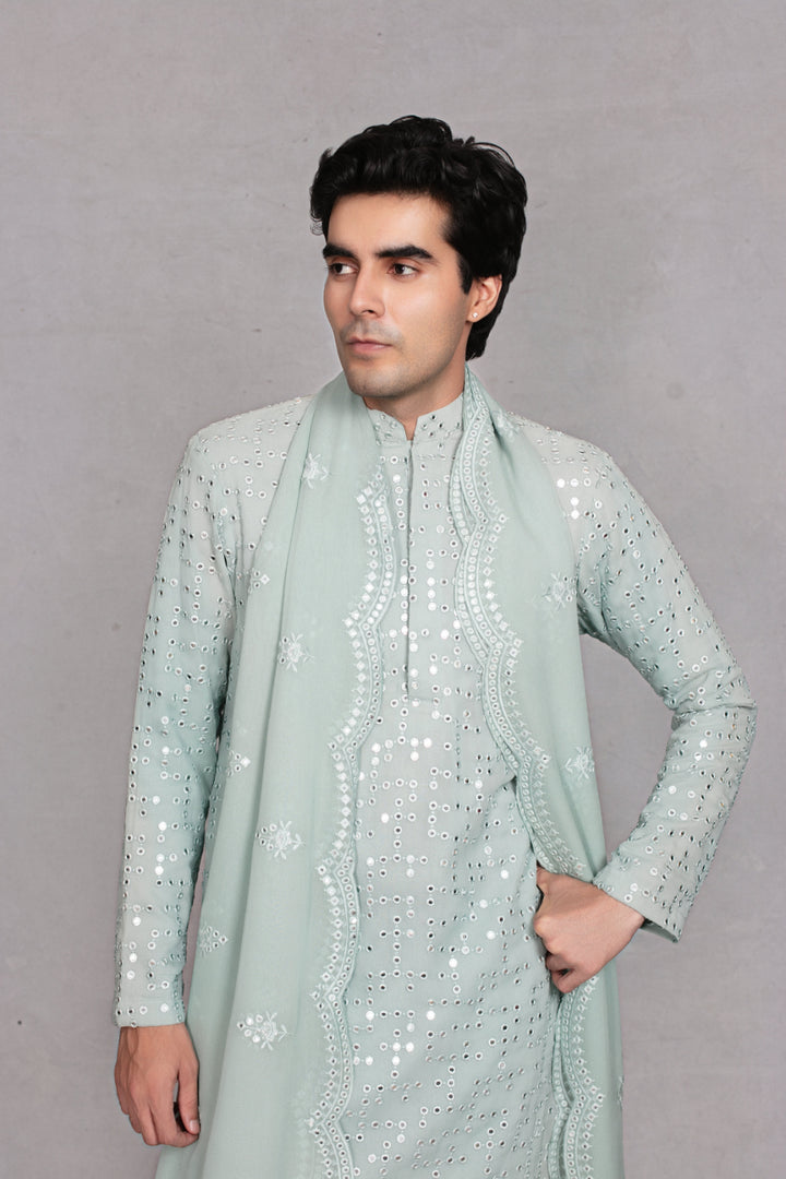 Neer Kurta Set in Mint Green
