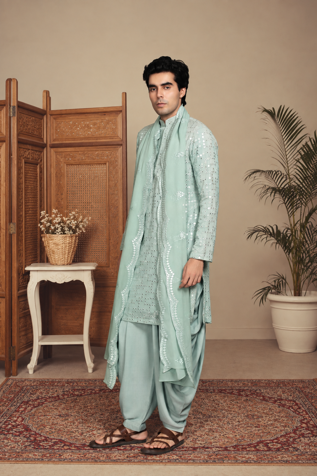 Neer Kurta Set in Mint Green