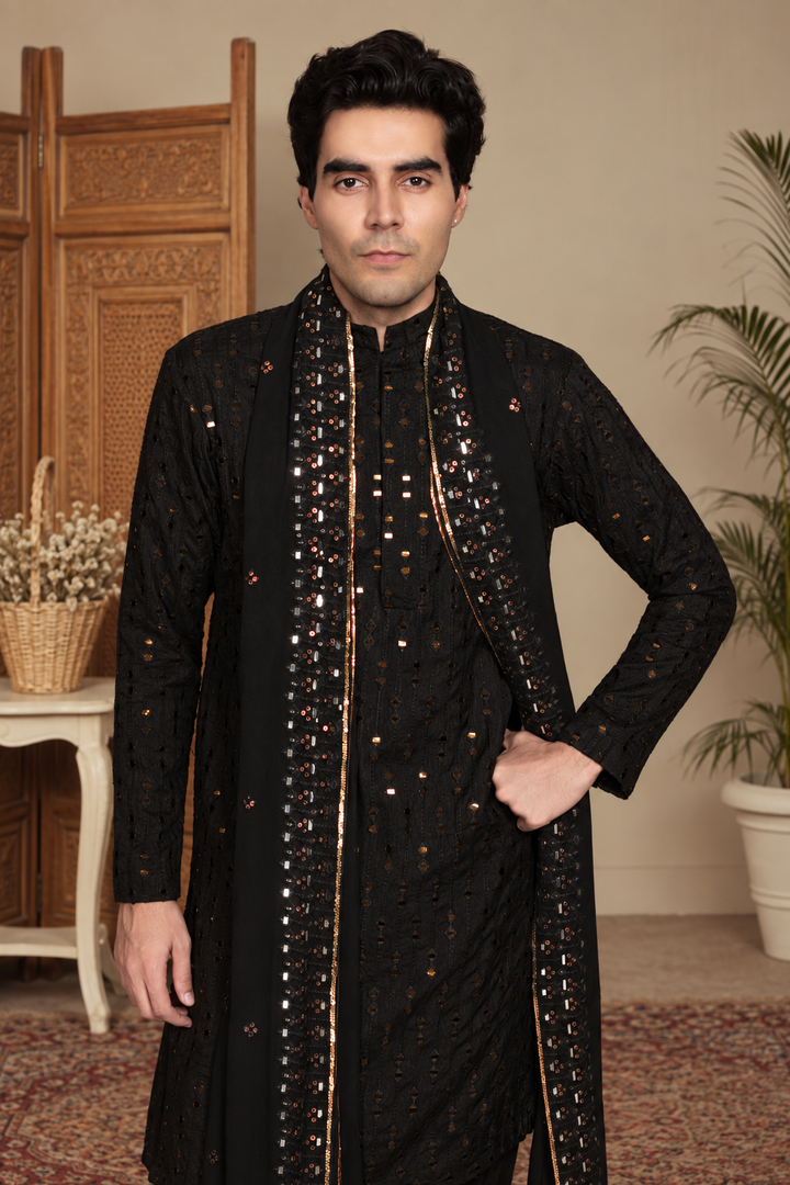 Saaya Kurta Set in Black