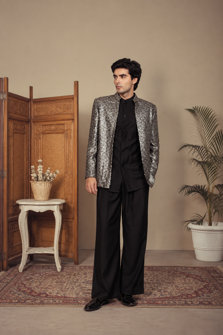Raah Indo - Western Jacket Set in Black