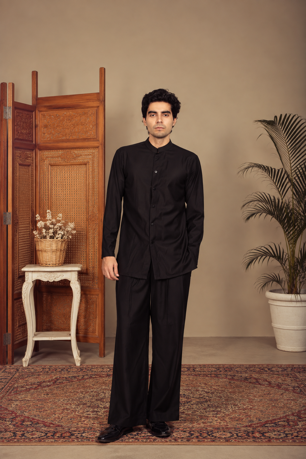 Raah Indo - Western Jacket Set in Black