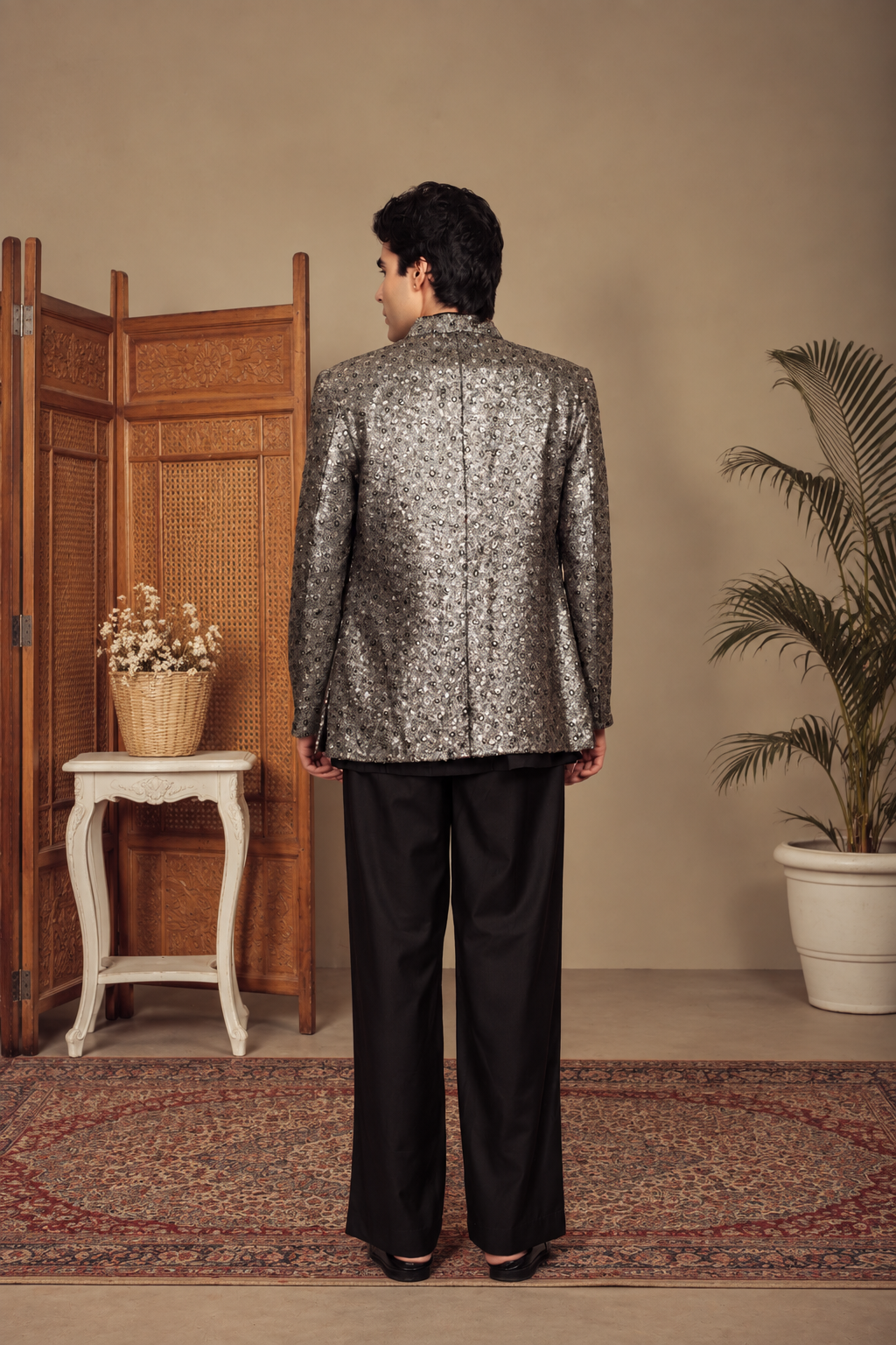 Raah Indo - Western Jacket Set in Black
