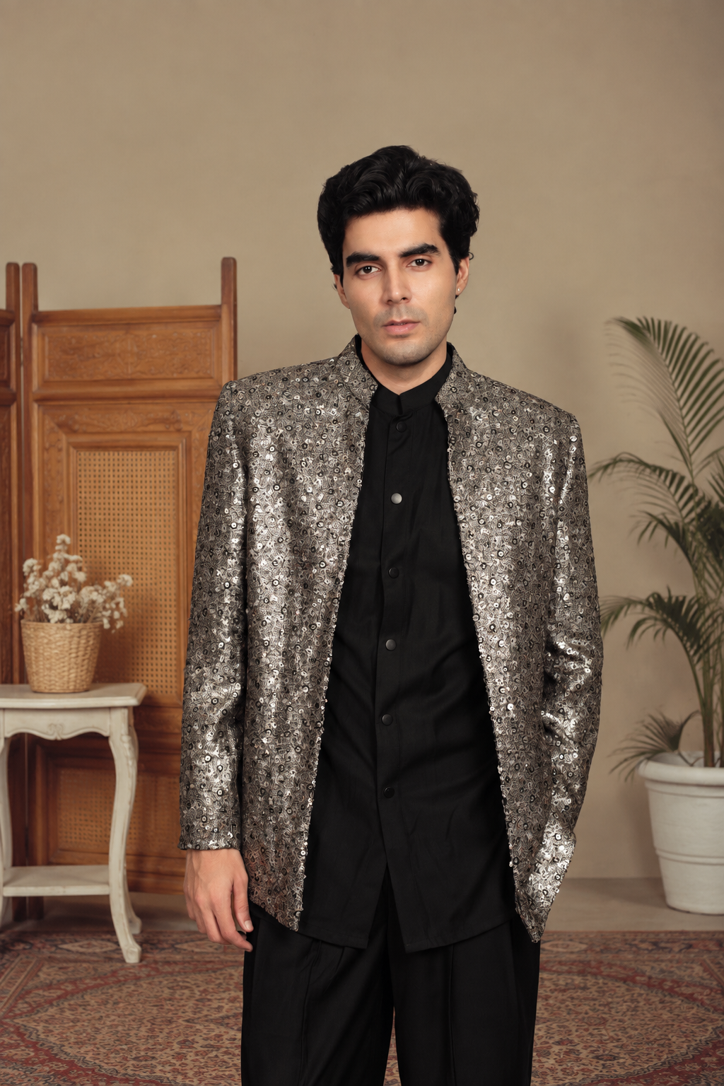 Raah Indo - Western Jacket Set in Black