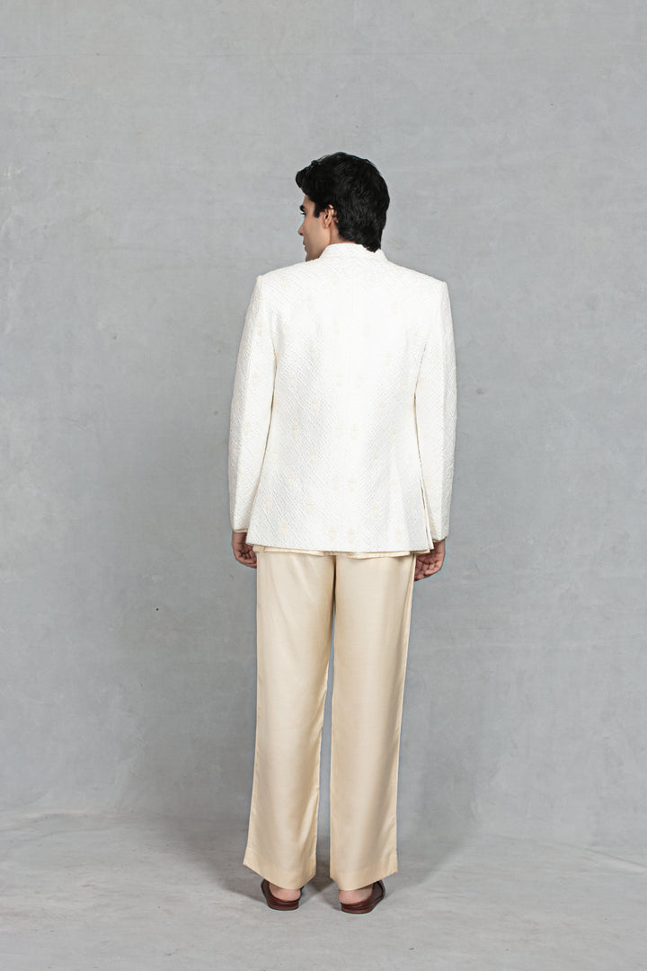 Kora Indo Western Jacket Set in Ivory