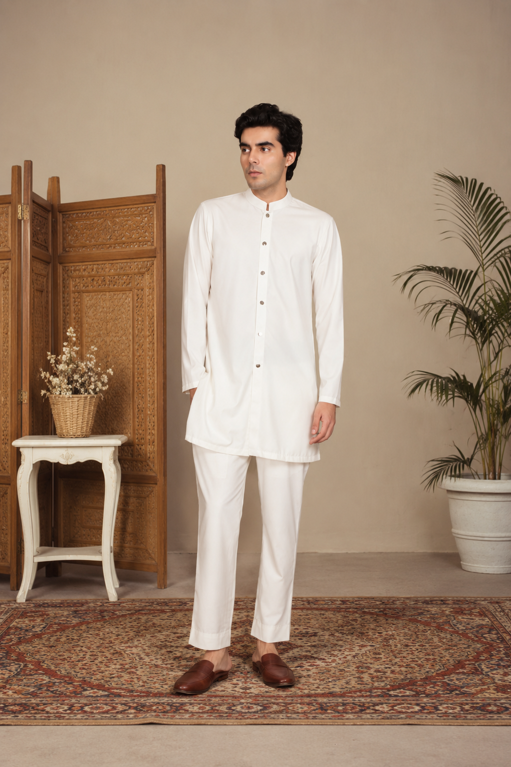 Vaayu Indo Western Jacket Set in White