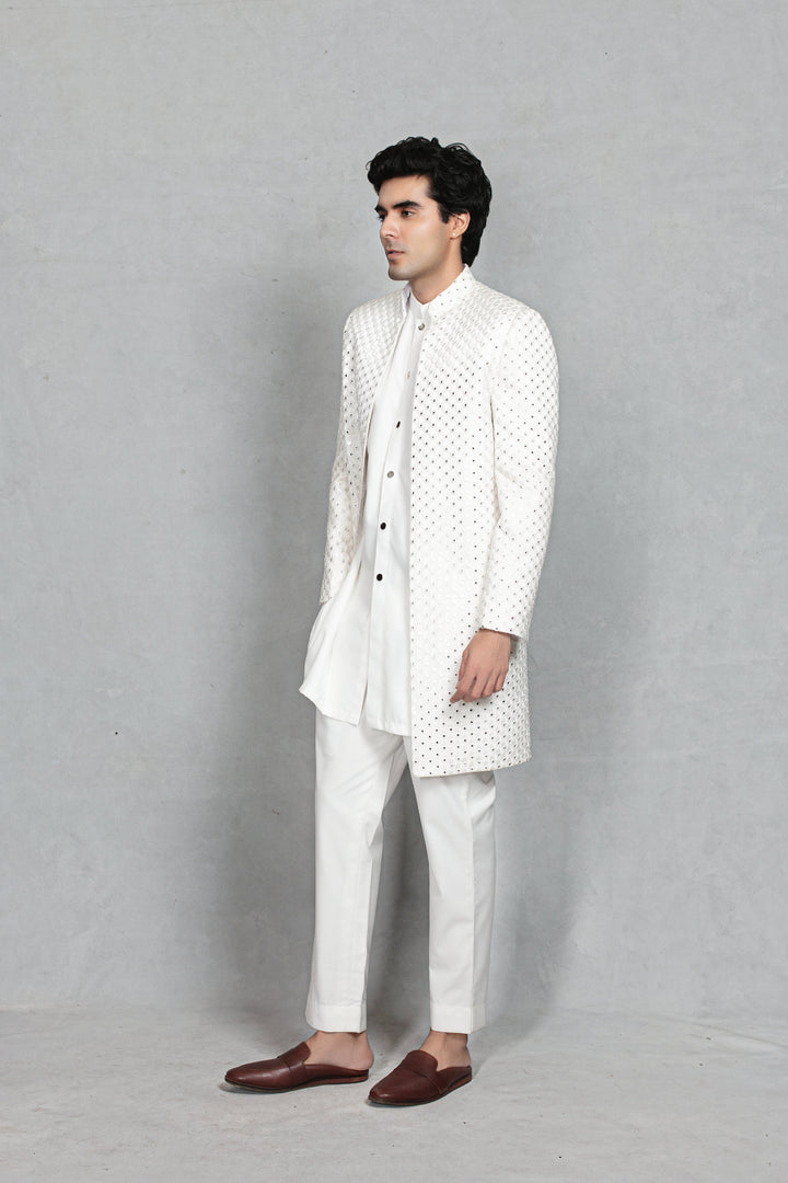 Vaayu Indo Western Jacket Set in White