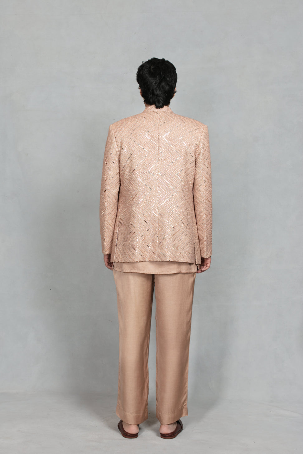 Udaan Indo Western Jacket Set in Rose Gold