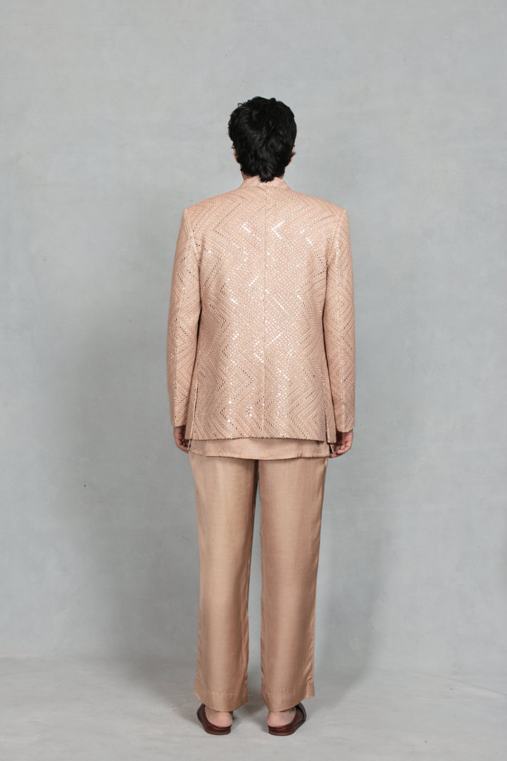 Udaan Indo Western Jacket Set in Rose Gold