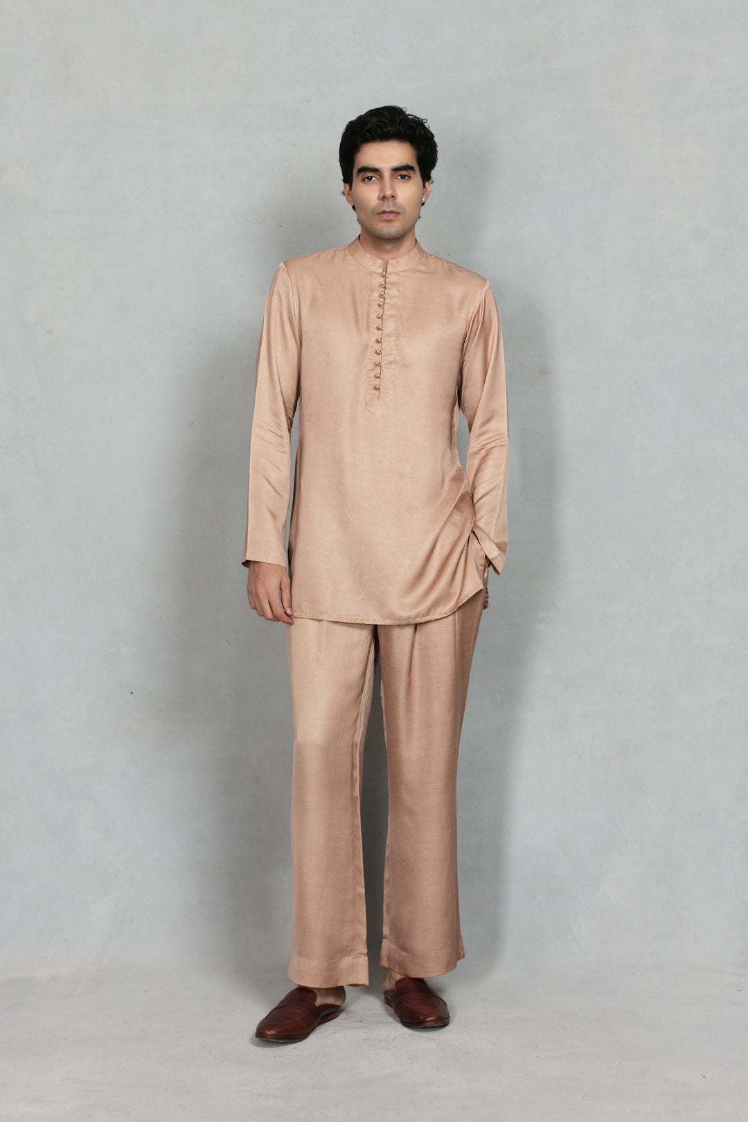 Udaan Indo Western Jacket Set in Rose Gold