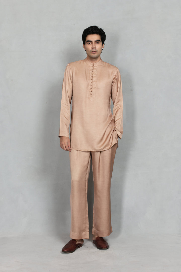 Udaan Indo Western Jacket Set in Rose Gold
