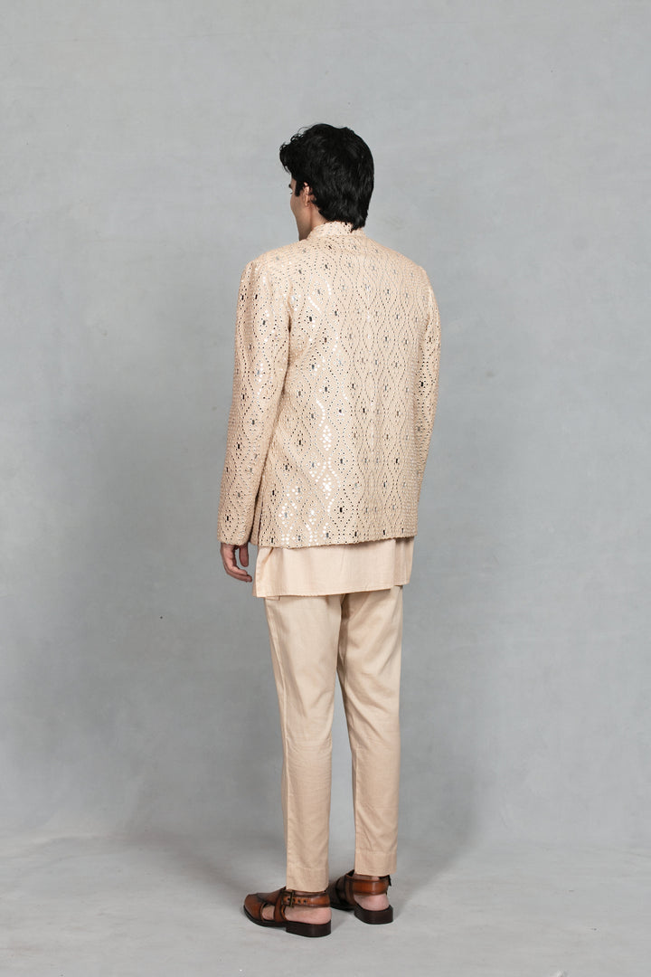 Dhuri Indo Western Jacket Set in Beige