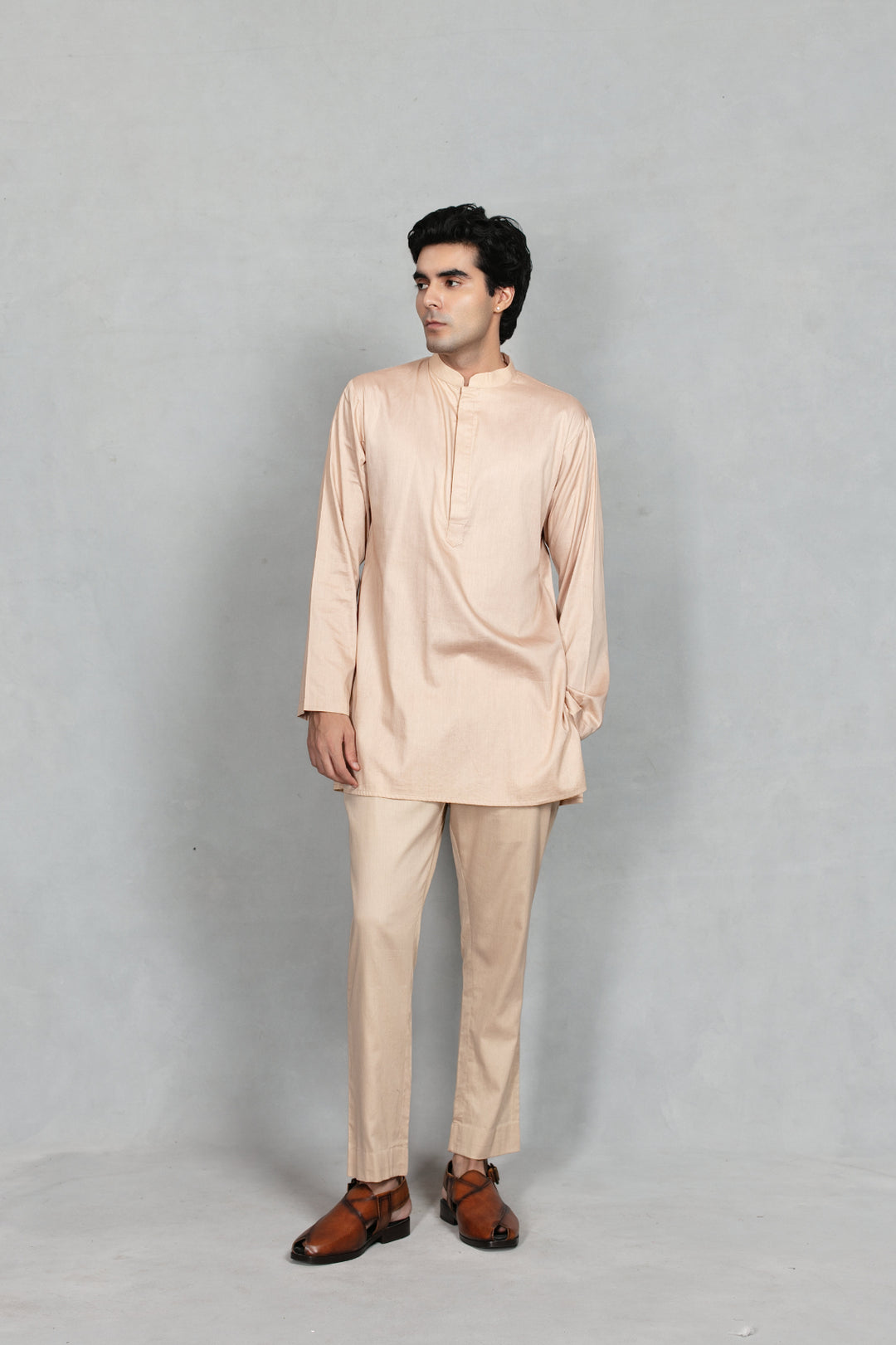 Dhuri Indo Western Jacket Set in Beige