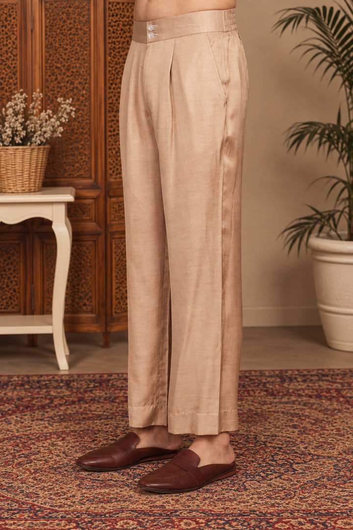 Ujaas Indo Western Jacket Set in Champagne