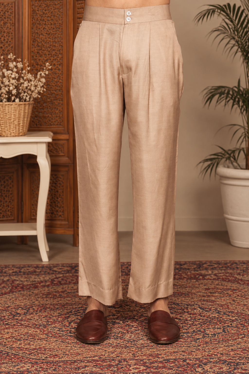 Ujaas Indo Western Jacket Set in Champagne