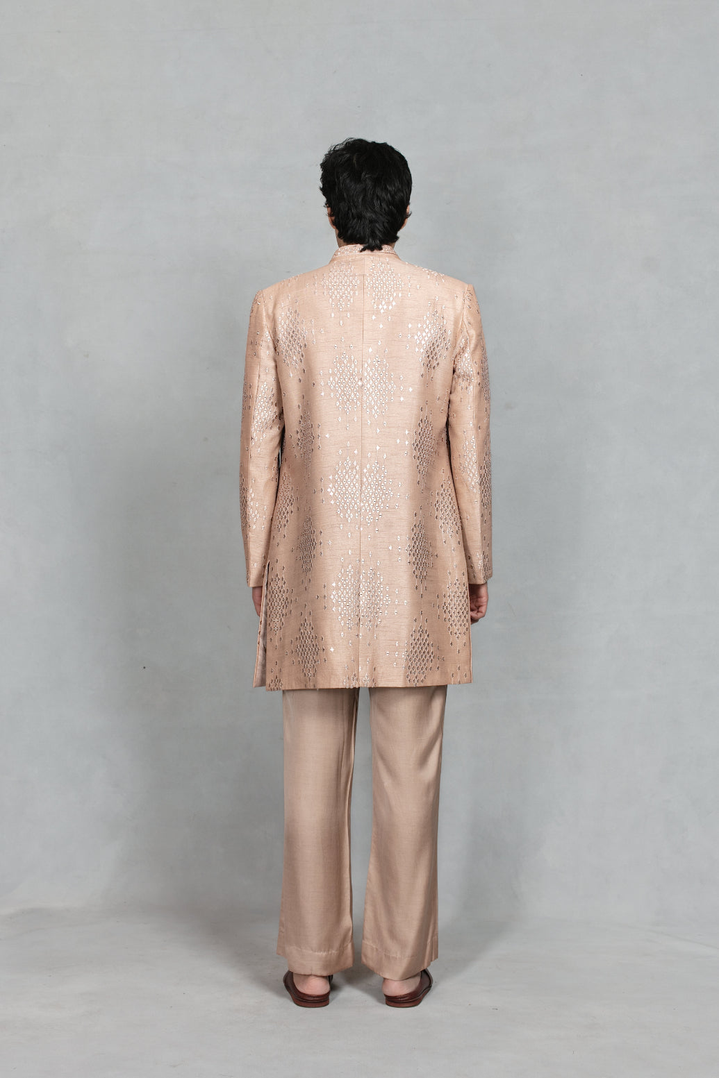 Ujaas Indo Western Jacket Set in Champagne