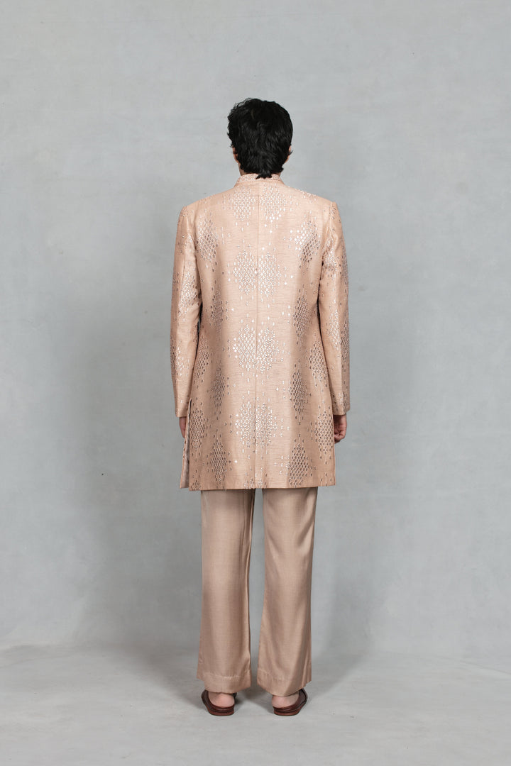 Ujaas Indo Western Jacket Set in Champagne