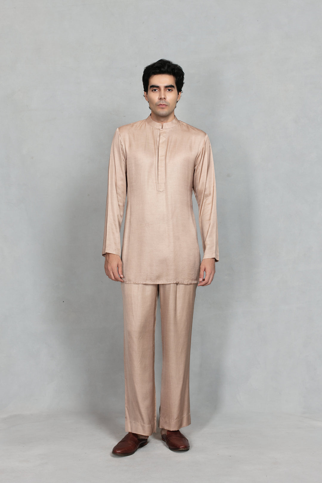Ujaas Indo Western Jacket Set in Champagne