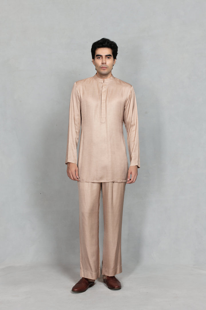 Ujaas Indo Western Jacket Set in Champagne