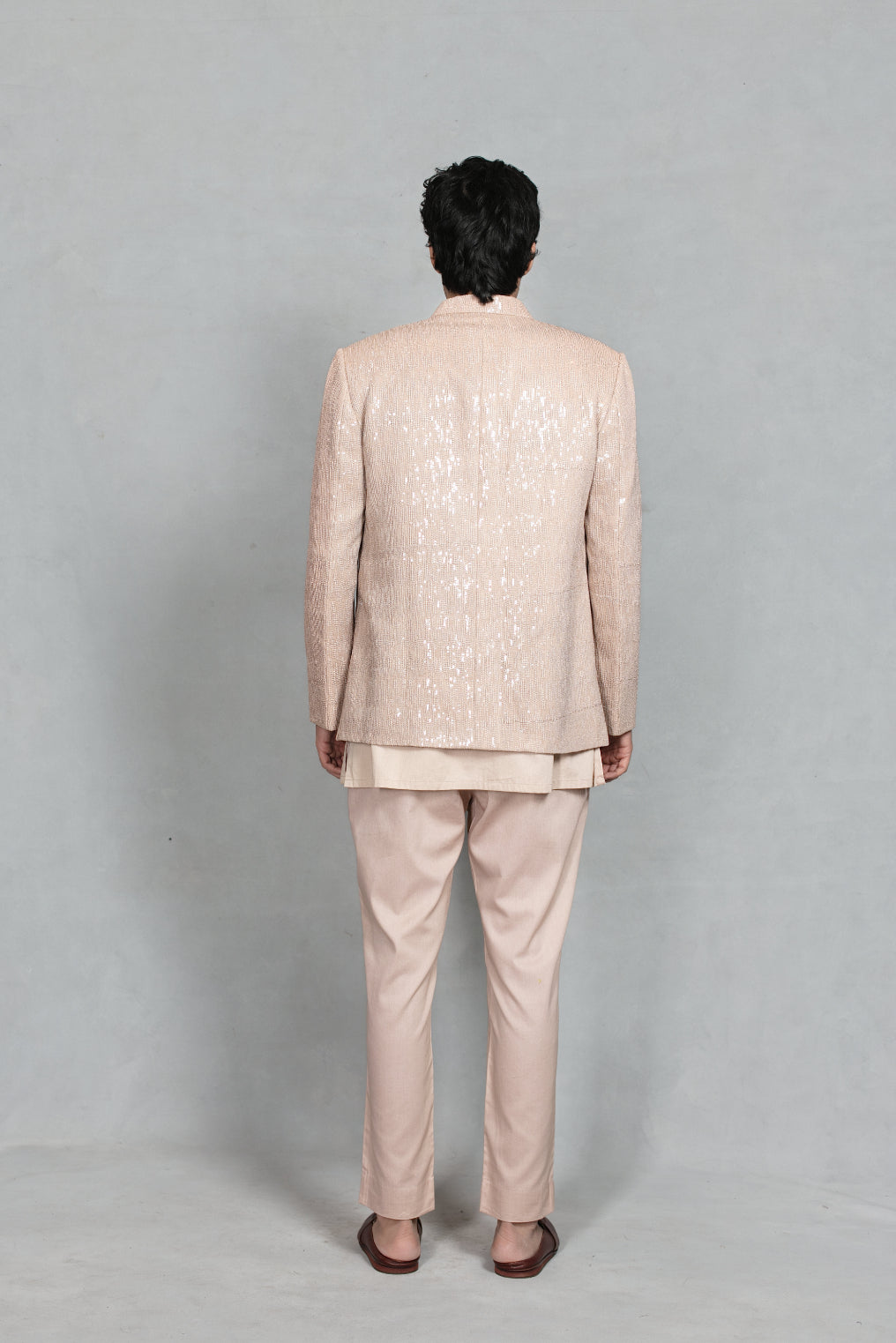 Dastaan Indo Western Jacket Set in Champagne