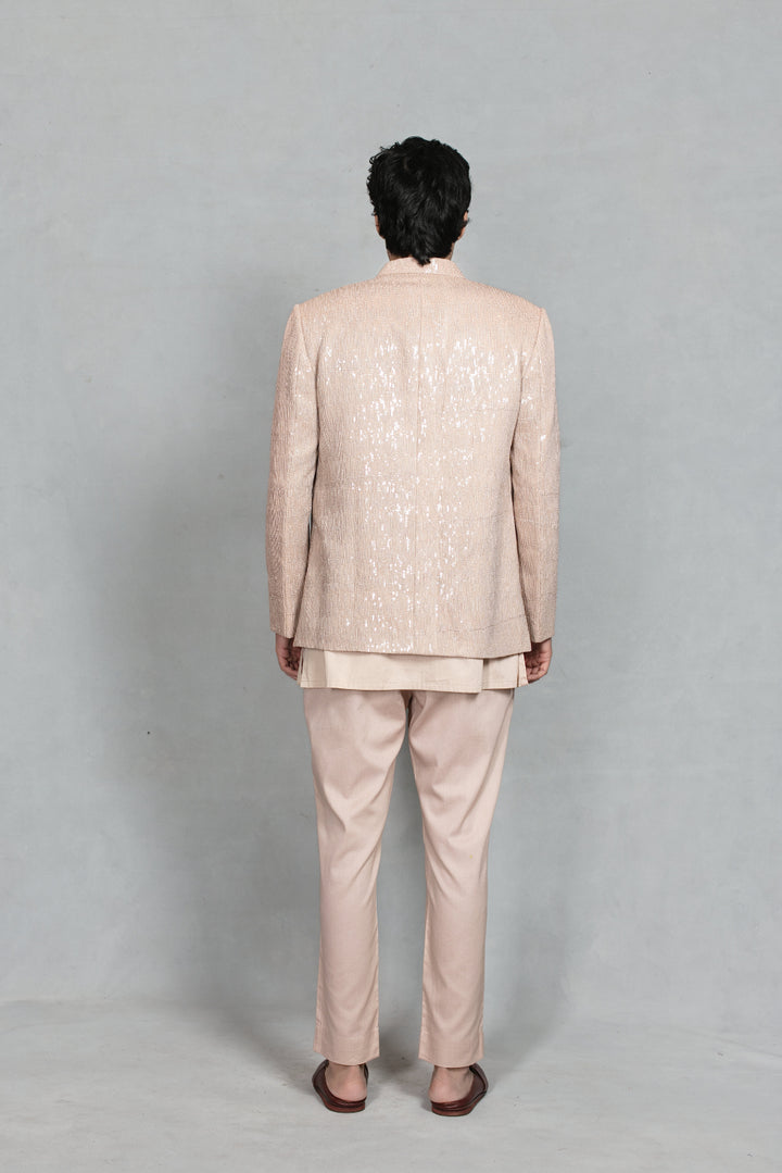 Dastaan Indo Western Jacket Set in Champagne