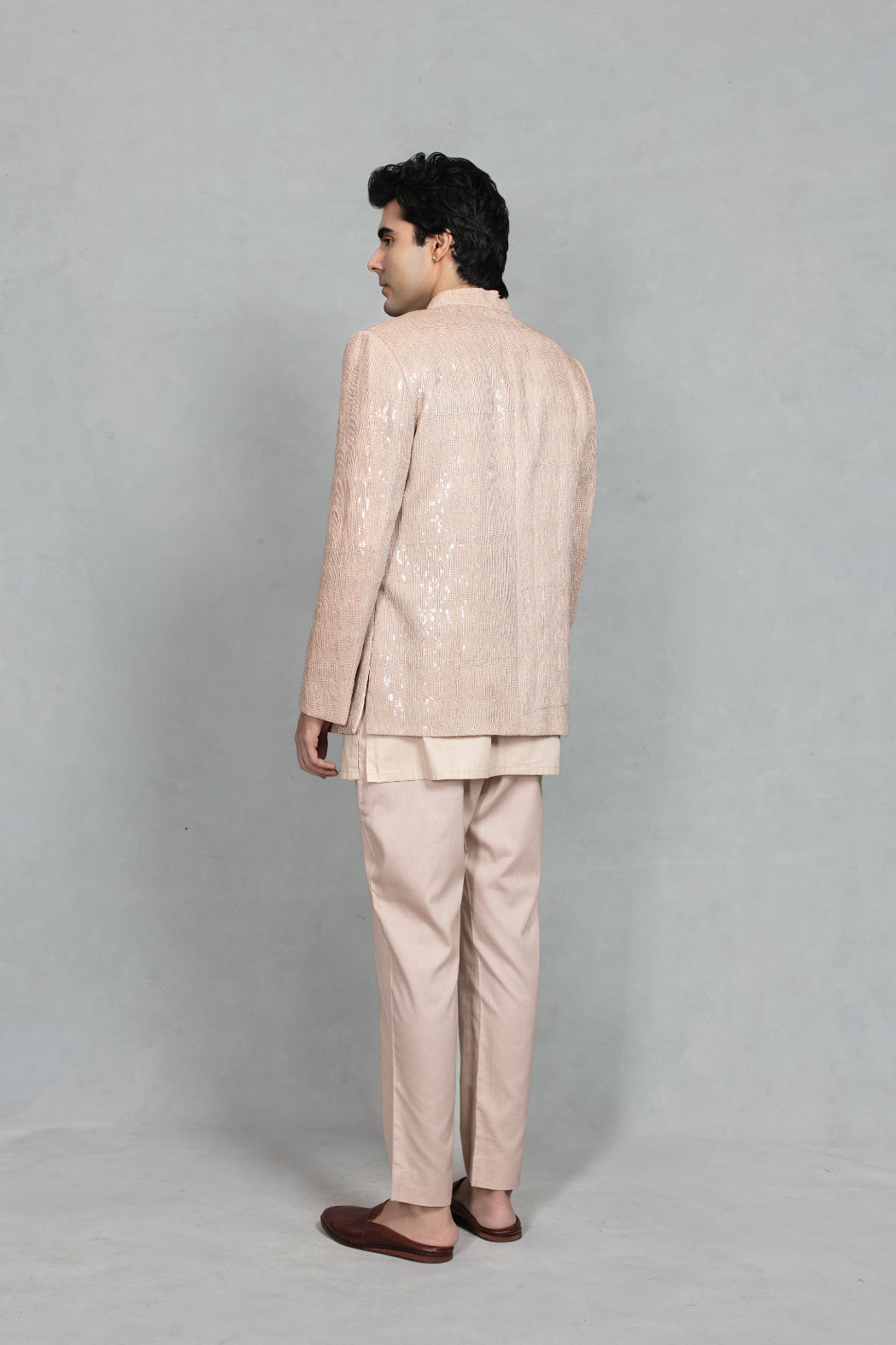 Dastaan Indo Western Jacket Set in Champagne
