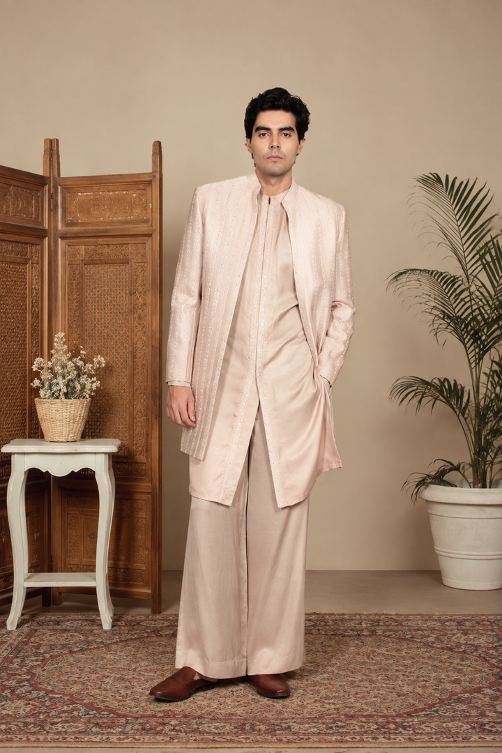 Ehsaas Indo Western Jacket Set in Mauve