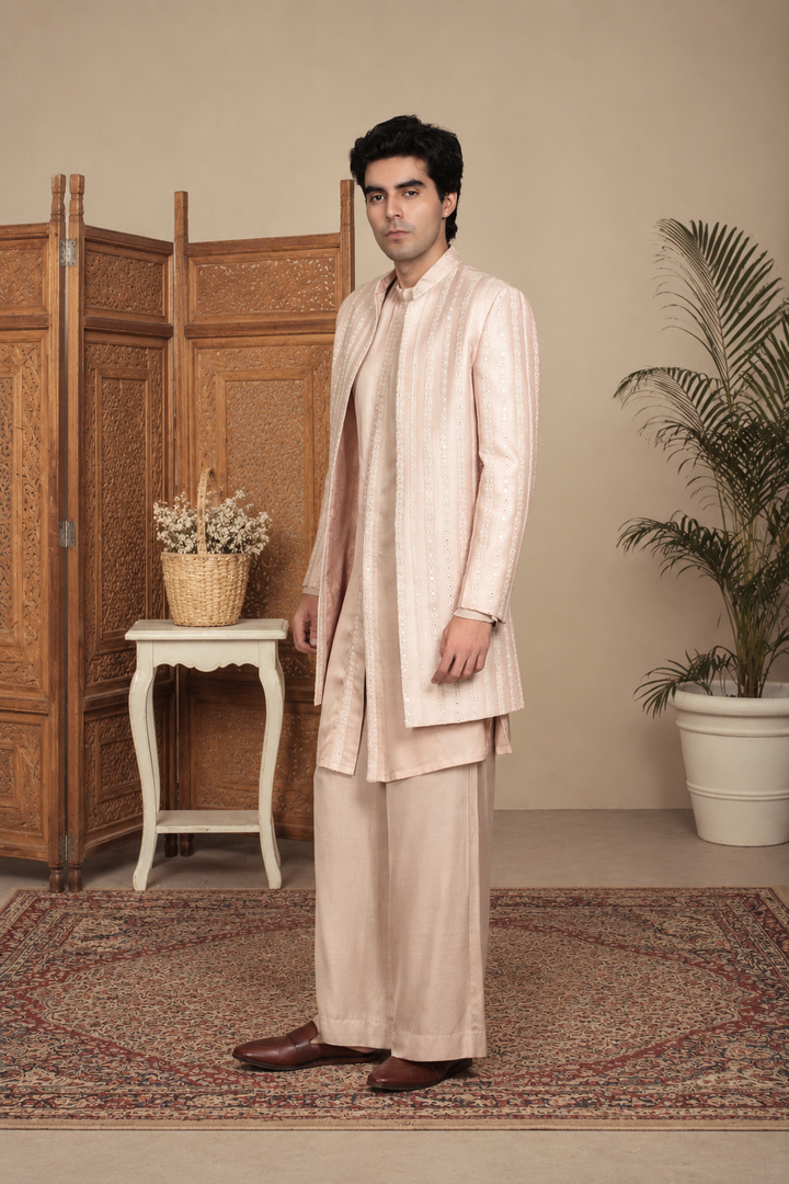 Ehsaas Indo Western Jacket Set in Mauve