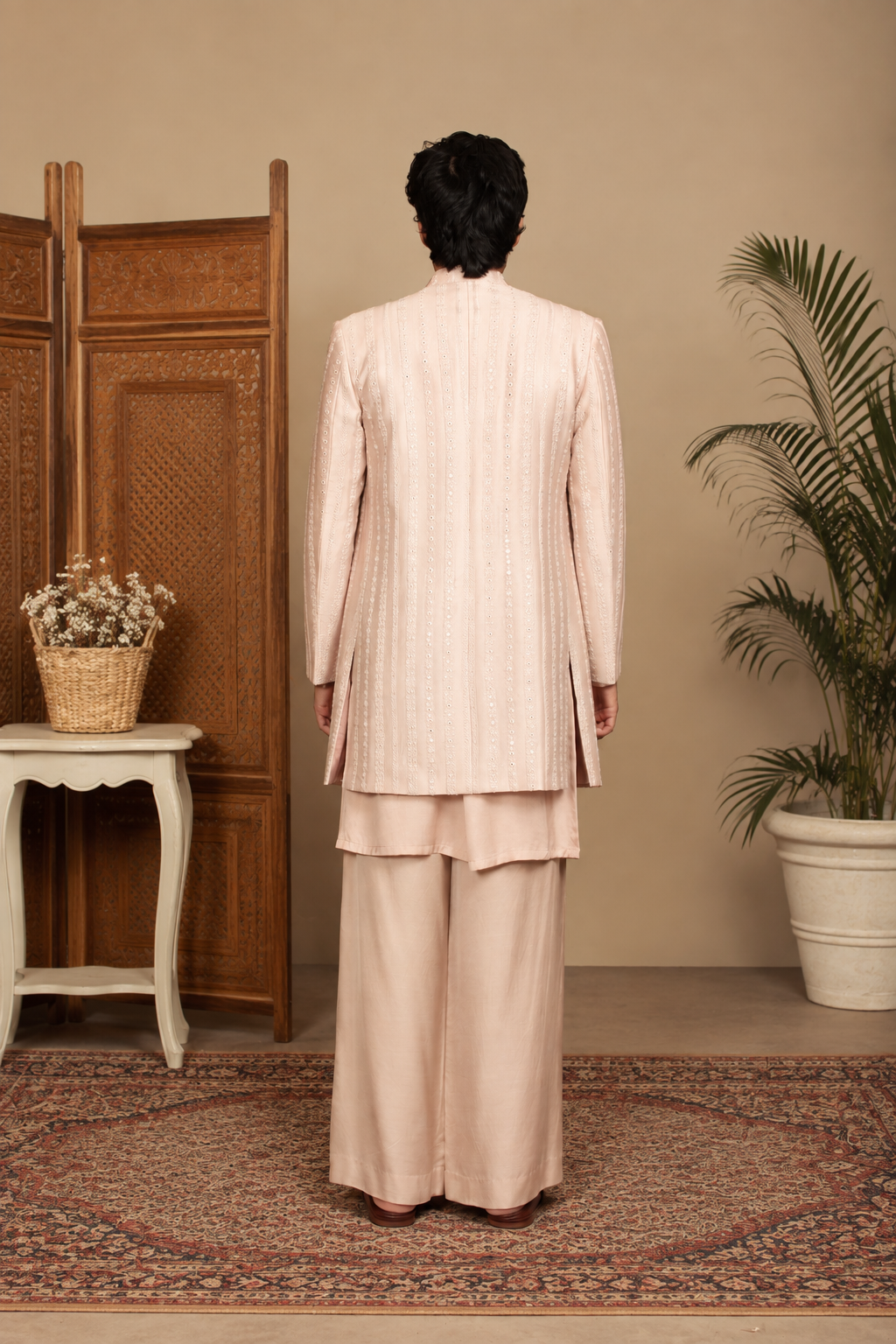 Ehsaas Indo Western Jacket Set in Mauve