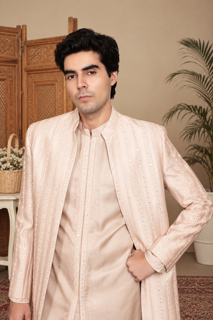 Ehsaas Indo Western Jacket Set in Mauve