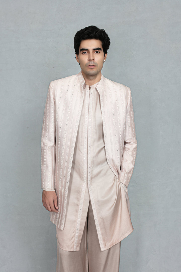 Ehsaas Indo Western Jacket Set in Mauve