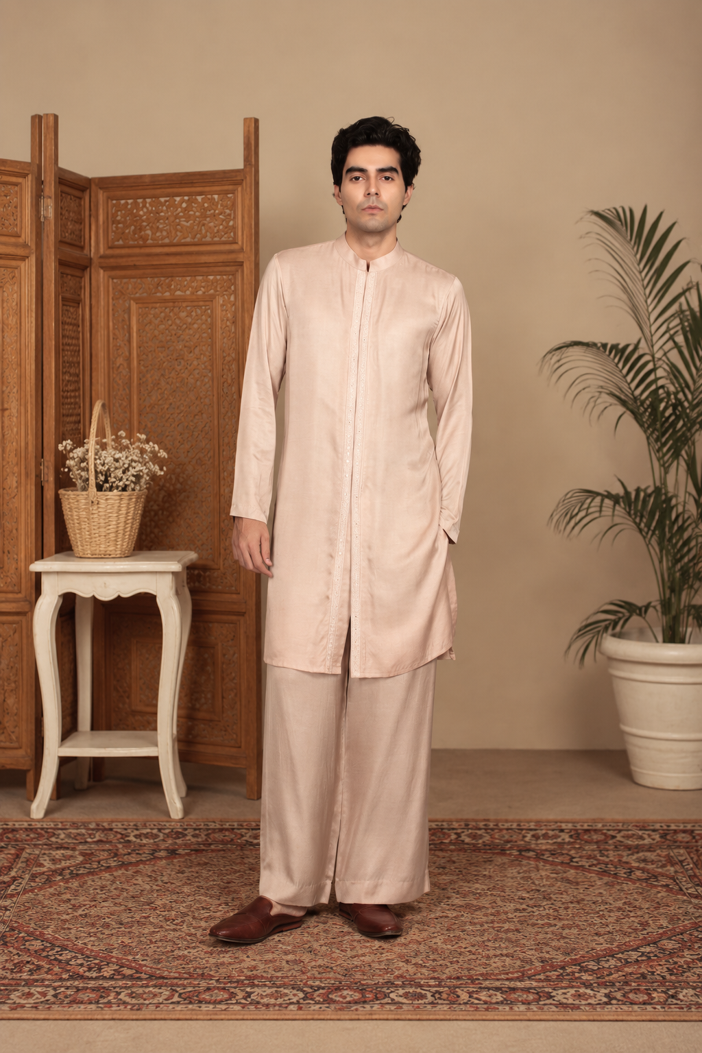 Ehsaas Indo Western Jacket Set in Mauve