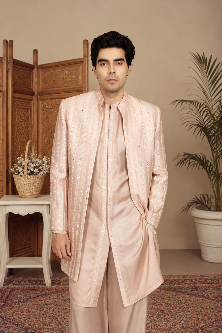 Ehsaas Indo Western Jacket Set in Mauve